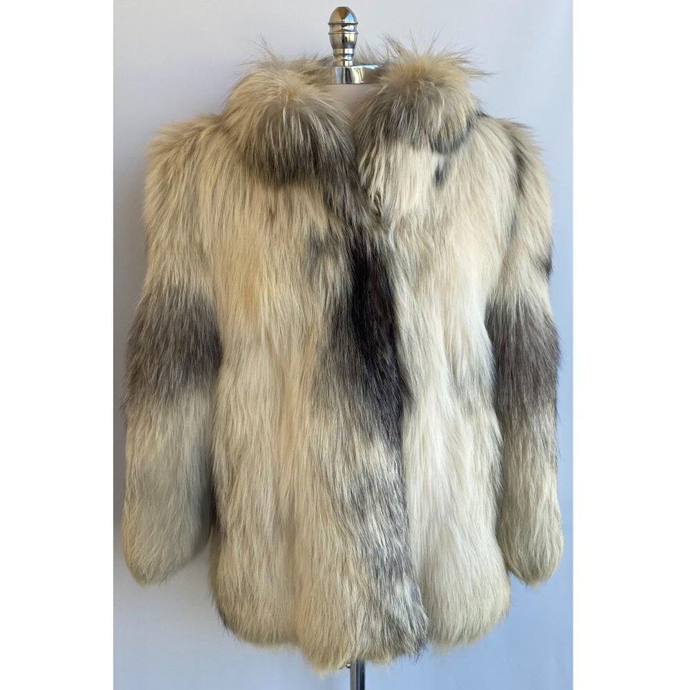 Exquisite Marble Fox Fur Coat sz Medium Large